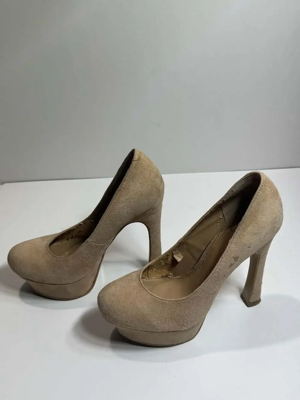 Kelsi Dagger Abrielle Natural Suede Platform High Heels Size 6M